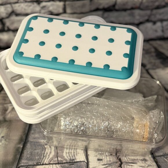 Auauy Plastic Ice Cube Trays with Bin/Glass w Lid/Straw & Cleaner/Scoop - Picture 5 of 10